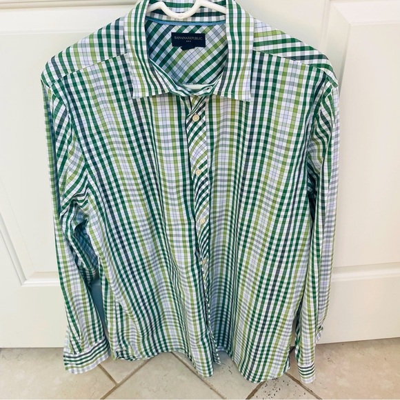 Banana Republic Other - Banana Republic Mens Large 16-16 1/2” Various Greens Check Pattern Button Shirt